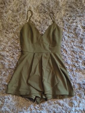 privy Olive Green Spaghetti Strap Romper